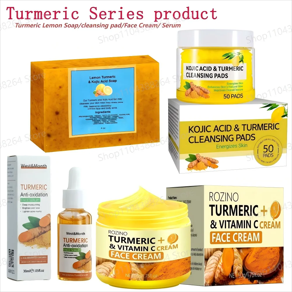 Turmeric Lemon Soap/cleansing pad/Face Cream/Serum Turmeric Series Skincare Product Brighten Skin Tone For All Skin Type Nourish